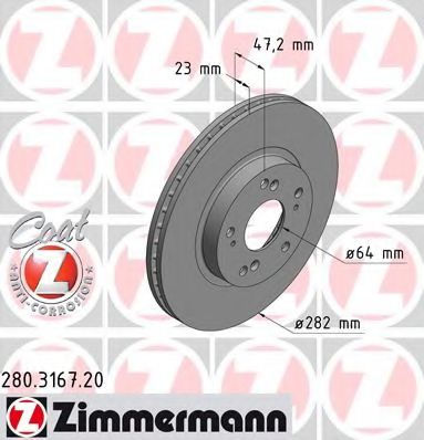 Гальмівний диск ZIMMERMANN 280.3167.20