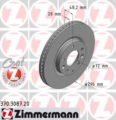 Тормозной диск ZIMMERMANN 370.3087.20