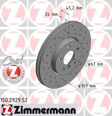 Тормозной диск ZIMMERMANN 150.2929.52 SPORT BRAKE DISC COAT Z