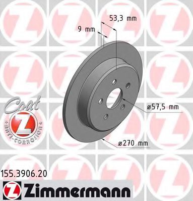 Тормозной диск ZIMMERMANN 155.3906.20