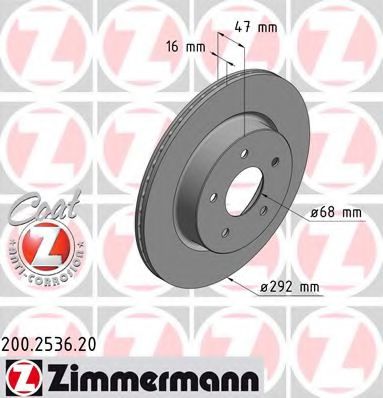 Тормозной диск ZIMMERMANN 200.2536.20 COAT Z