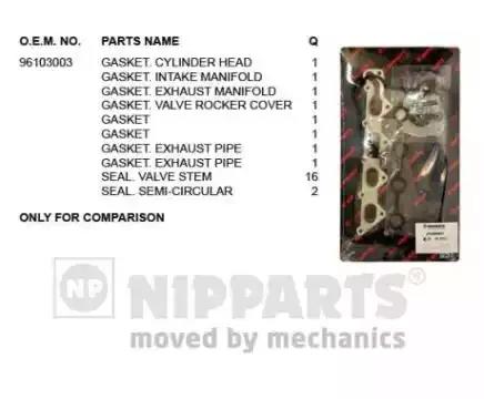 Комплект прокладок головки блока цилиндров (ГБЦ) NIPPARTS J1240901