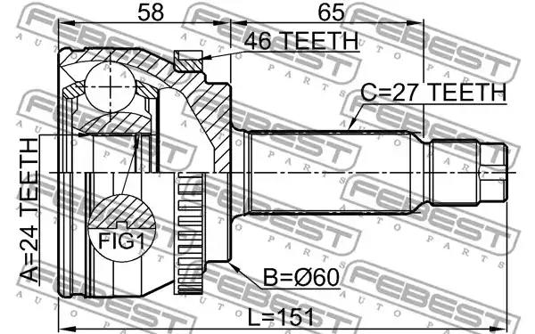 ШРУС FEBEST 2210-SOUA46 - Фото 1
