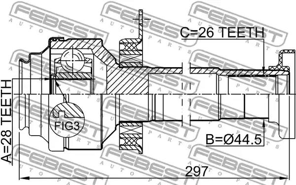 ШРУС FEBEST 2311-T5RH - Фото 1