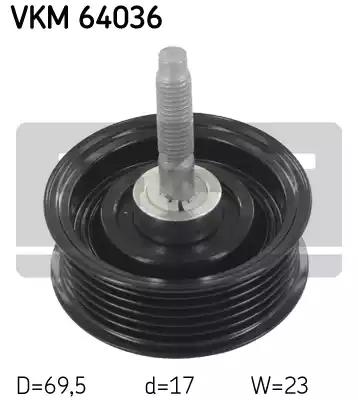 Направляющий / паразитный ролик  поликлинового ремня SKF VKM 64036