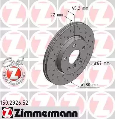Тормозной диск ZIMMERMANN 150.2926.52 SPORT BRAKE DISC COAT Z