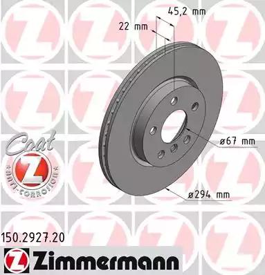 Тормозной диск ZIMMERMANN 150.2927.20 COAT Z