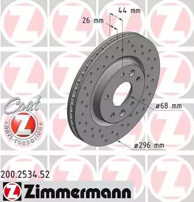 Тормозной диск ZIMMERMANN 200.2534.52 SPORT BRAKE DISC COAT Z