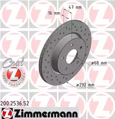 Тормозной диск ZIMMERMANN 200.2536.52 SPORT BRAKE DISC COAT Z