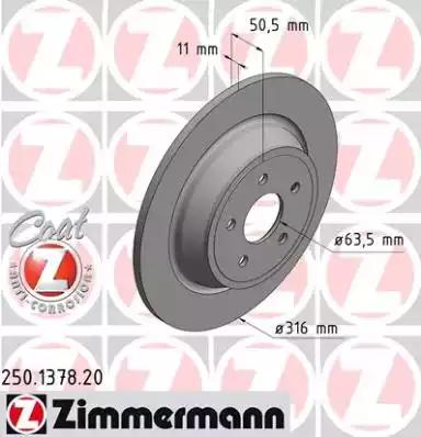 Тормозной диск ZIMMERMANN 250.1378.20 COAT Z