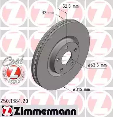 Тормозной диск ZIMMERMANN 250.1384.20 COAT Z