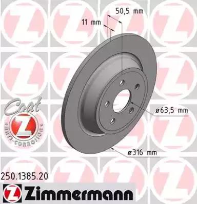 Тормозной диск ZIMMERMANN 250.1385.20 COAT Z