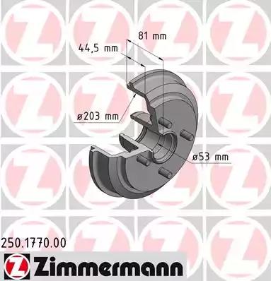 Тормозной барабан ZIMMERMANN 250.1770.00