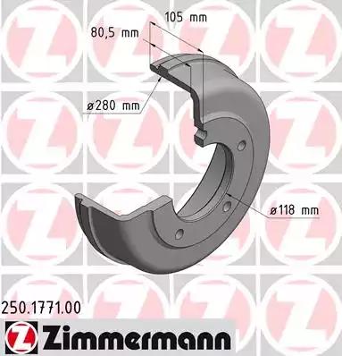 Тормозной барабан ZIMMERMANN 250.1771.00