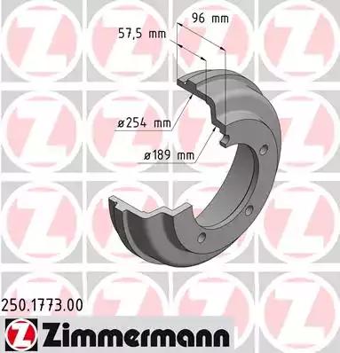 Тормозной барабан ZIMMERMANN 250.1773.00