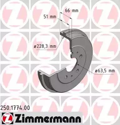 Тормозной барабан ZIMMERMANN 250.1774.00