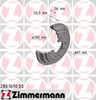 Тормозной барабан ZIMMERMANN 280.1690.00