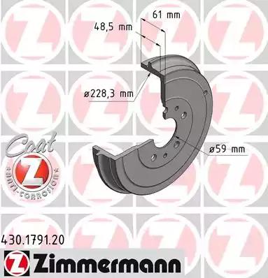 Тормозной барабан ZIMMERMANN 430.1791.20