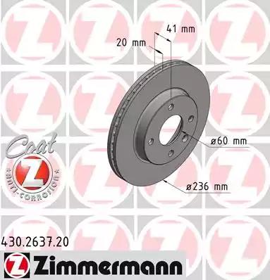Тормозной диск ZIMMERMANN 430.2637.20 COAT Z