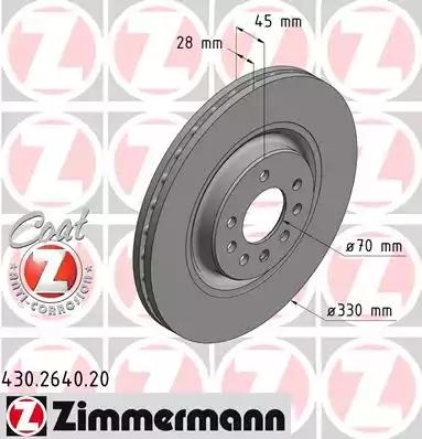Тормозной диск ZIMMERMANN 430.2640.20 COAT Z