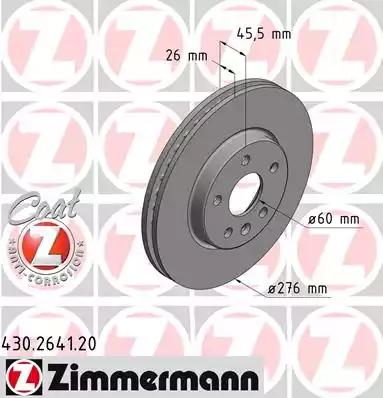 Тормозной диск ZIMMERMANN 430.2641.20 COAT Z