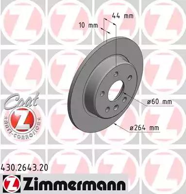 Тормозной диск ZIMMERMANN 430.2643.20 COAT Z