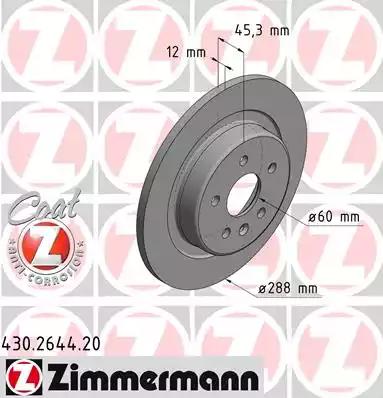 Тормозной диск ZIMMERMANN 430.2644.20 COAT Z