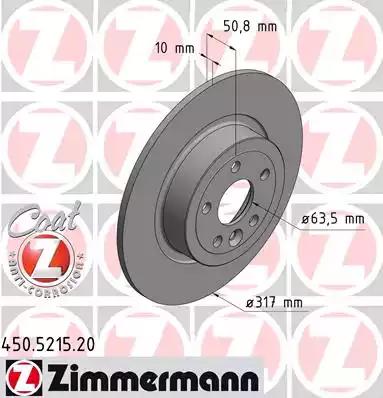 Тормозной диск ZIMMERMANN 450.5215.20 COAT Z