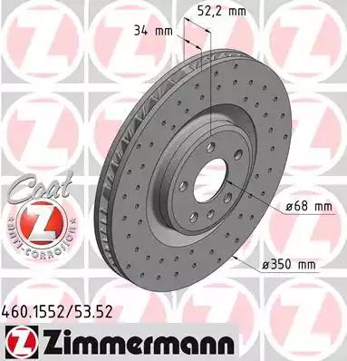 Тормозной диск ZIMMERMANN 460.1552.52 SPORT BRAKE DISC COAT Z