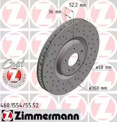Тормозной диск ZIMMERMANN 460.1554.52 SPORT BRAKE DISC COAT Z