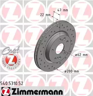 Тормозной диск ZIMMERMANN 540.5310.52 SPORT BRAKE DISC COAT Z