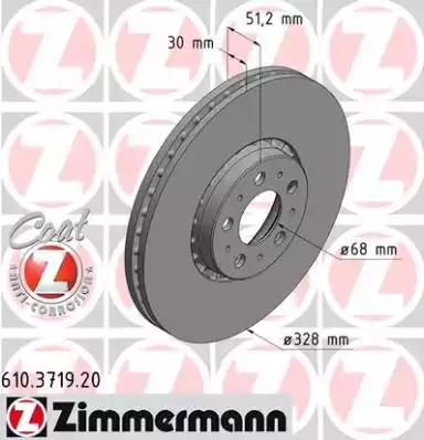 Тормозной диск ZIMMERMANN 610.3719.20 COAT Z