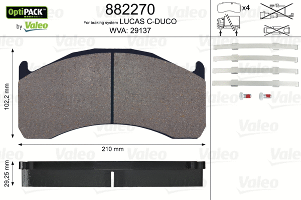 Тормозные колодки VALEO 882270 OPTIPACK