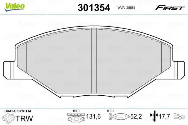 Тормозные колодки VALEO 301354 FIRST