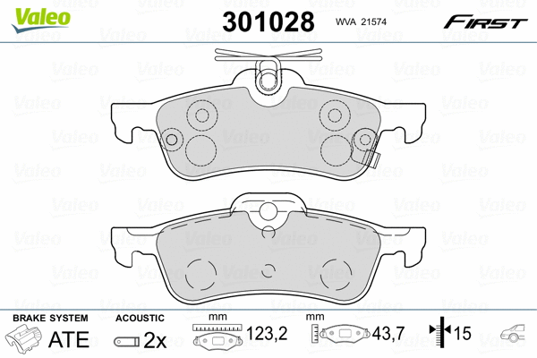 Тормозные колодки VALEO 301028 FIRST