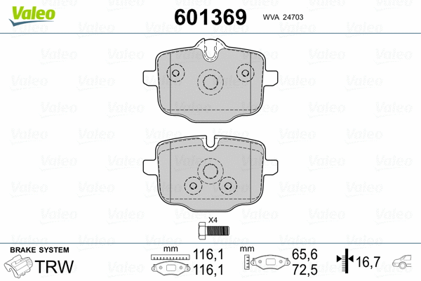 Тормозные колодки VALEO 601369