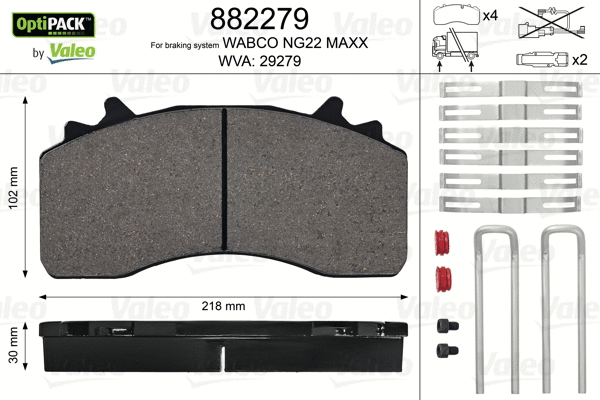 Тормозные колодки VALEO 882279 OPTIPACK