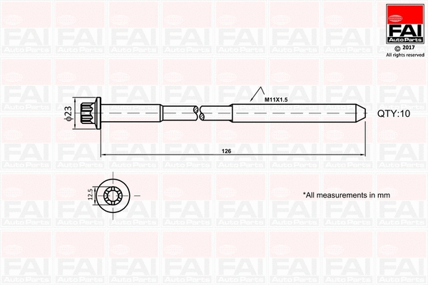 Комплект болтов головки блока цилиндров (ГБЦ) FAI AutoParts B1139