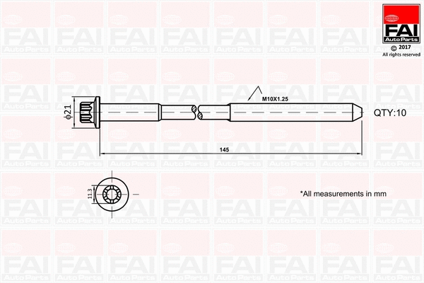 Комплект болтов головки блока цилиндров (ГБЦ) FAI AutoParts B1140
