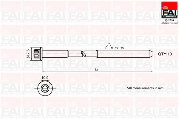 Комплект болтов головки блока цилиндров (ГБЦ) FAI AutoParts B701