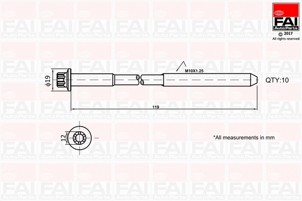 Комплект болтов головки блока цилиндров (ГБЦ) FAI AutoParts B1321