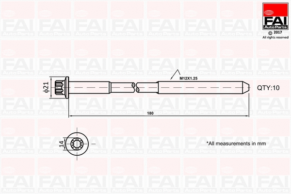 Комплект болтов головки блока цилиндров (ГБЦ) FAI AutoParts B2111