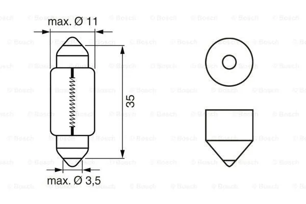 Лампа накаливания, фонарь освещения номерного знака BOSCH 1 987 302 810 - Фото 2