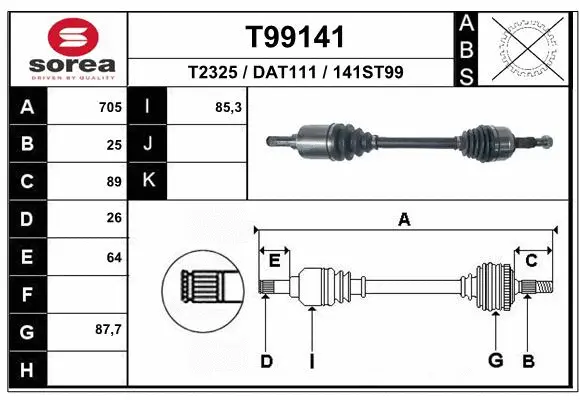 Приводной вал EAI T99141