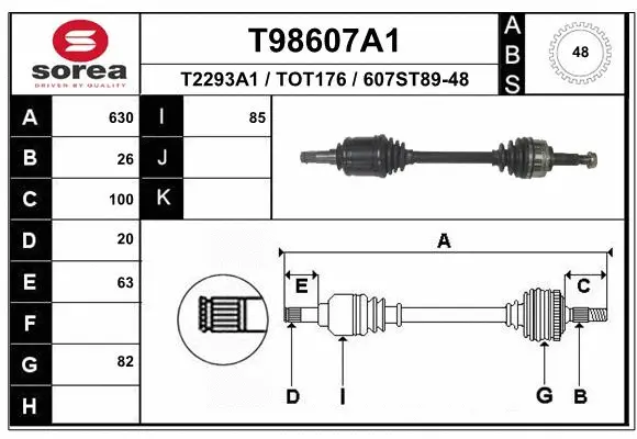 Приводной вал EAI T98607A1