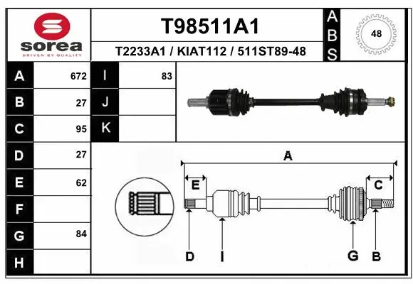 Приводной вал EAI T98511A1