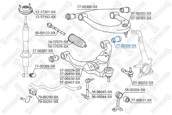 Сайлентблок рычага STELLOX 77-00308-SX - Фото 1