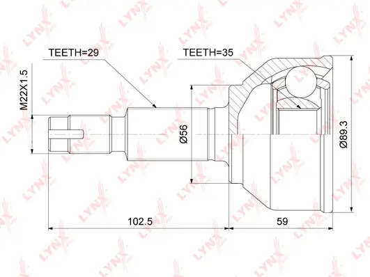 Комплект ШРУСов LYNXauto CO-3742 - Фото 1