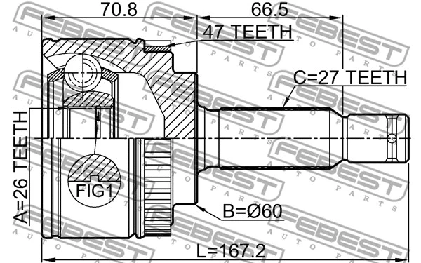 ШРКШ FEBEST 2210-OPIA47 - Фото 1