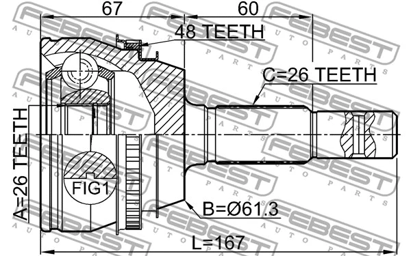 ШРУС FEBEST 0110-ACV36A48 - Фото 1